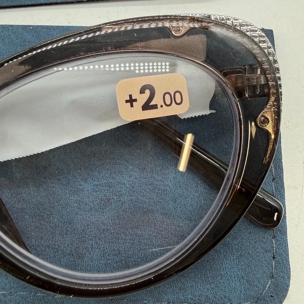 Set of 3 Cat Eye Reading Glasses +2.00 Strength Black Tortoise Rhinestone 8812